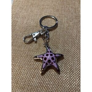Starfish Keychain Bag Charm Purple with crystals